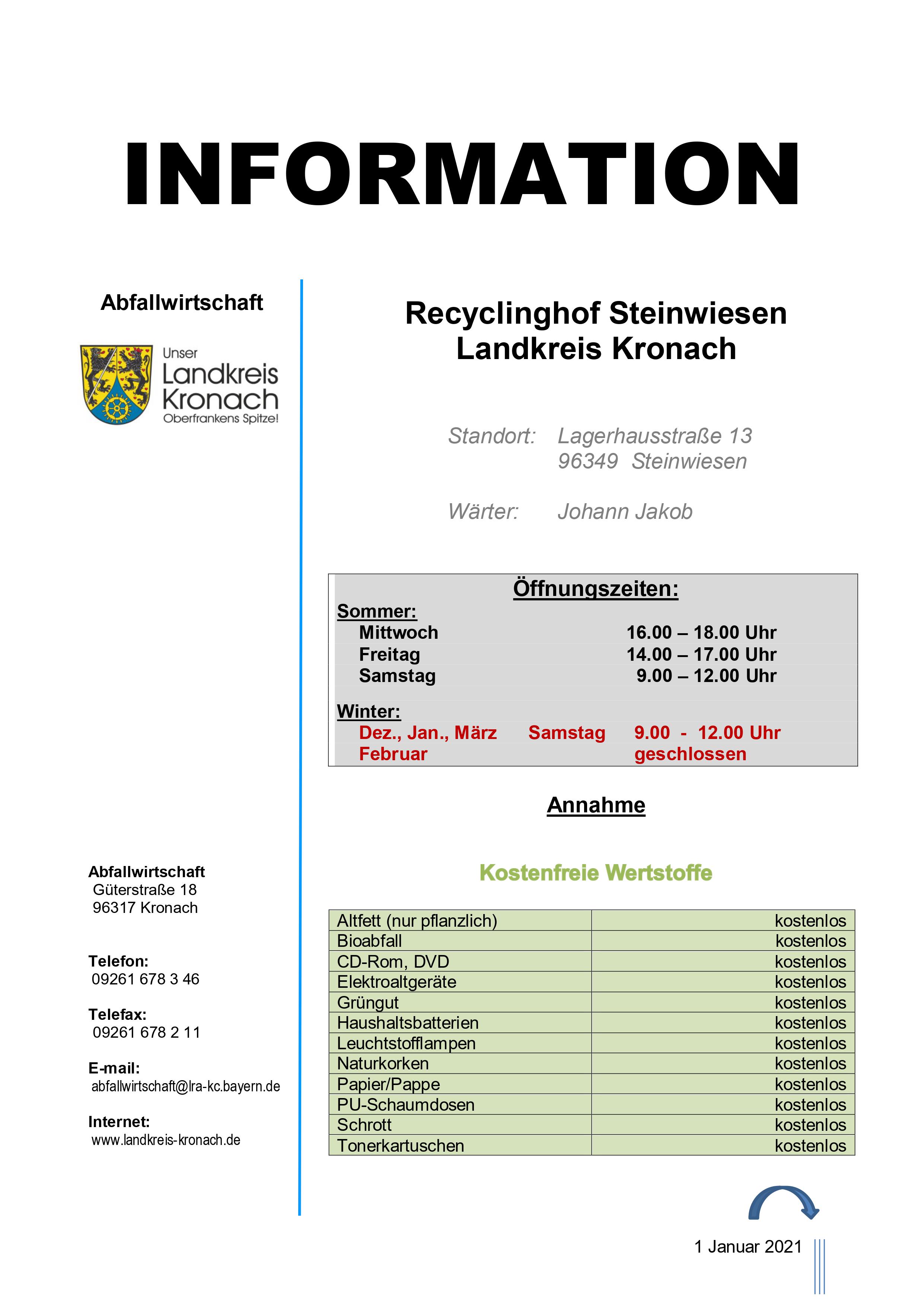 Information Wertstoffhof 1