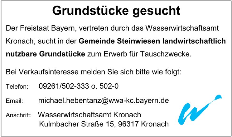 Anzeige Kaufgesuche Steinwiesen