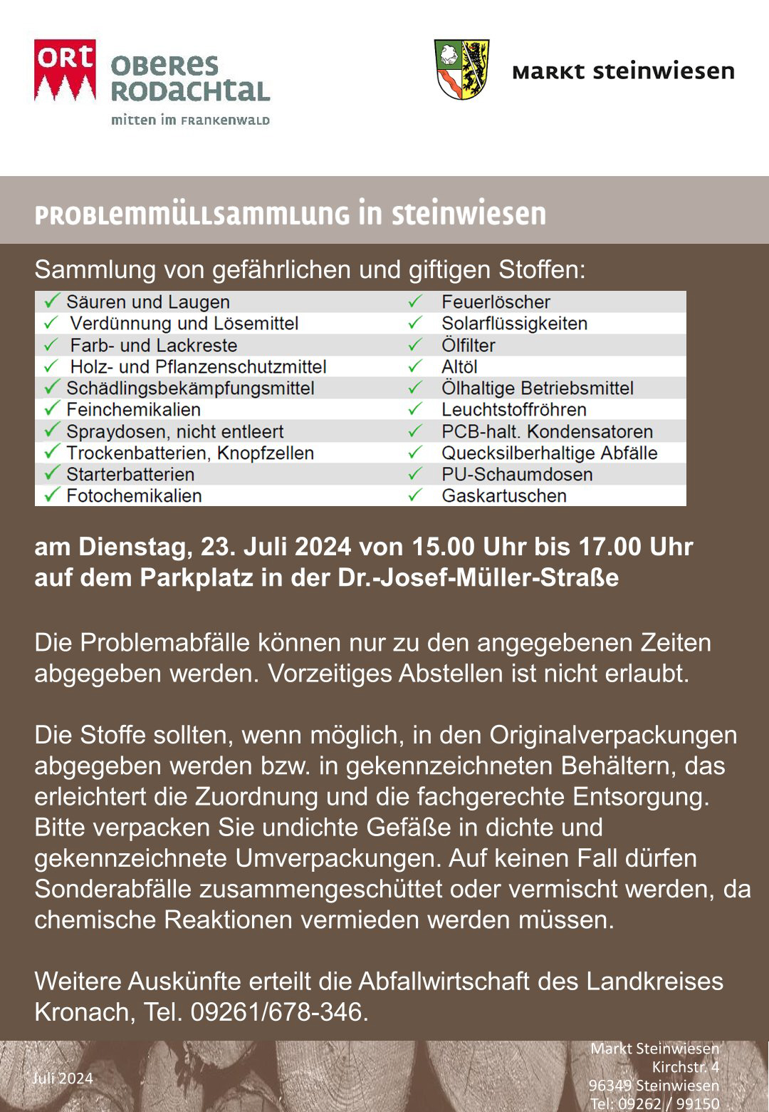 Problemmüllsammlung am 23. Juli 2024