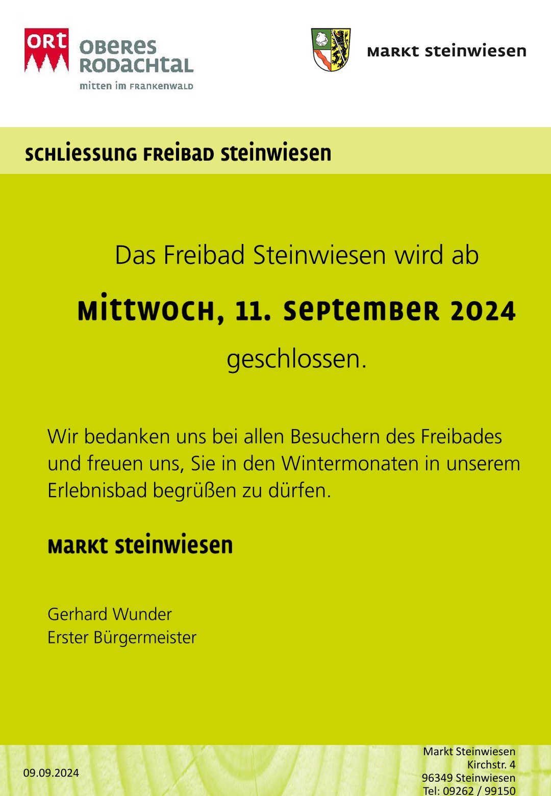 Schließung Freibad 2024