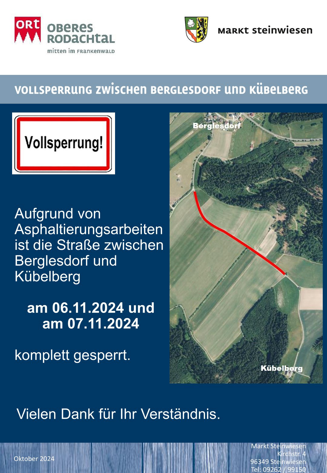 Vollsperrung Berglesdorf - Kübelberg