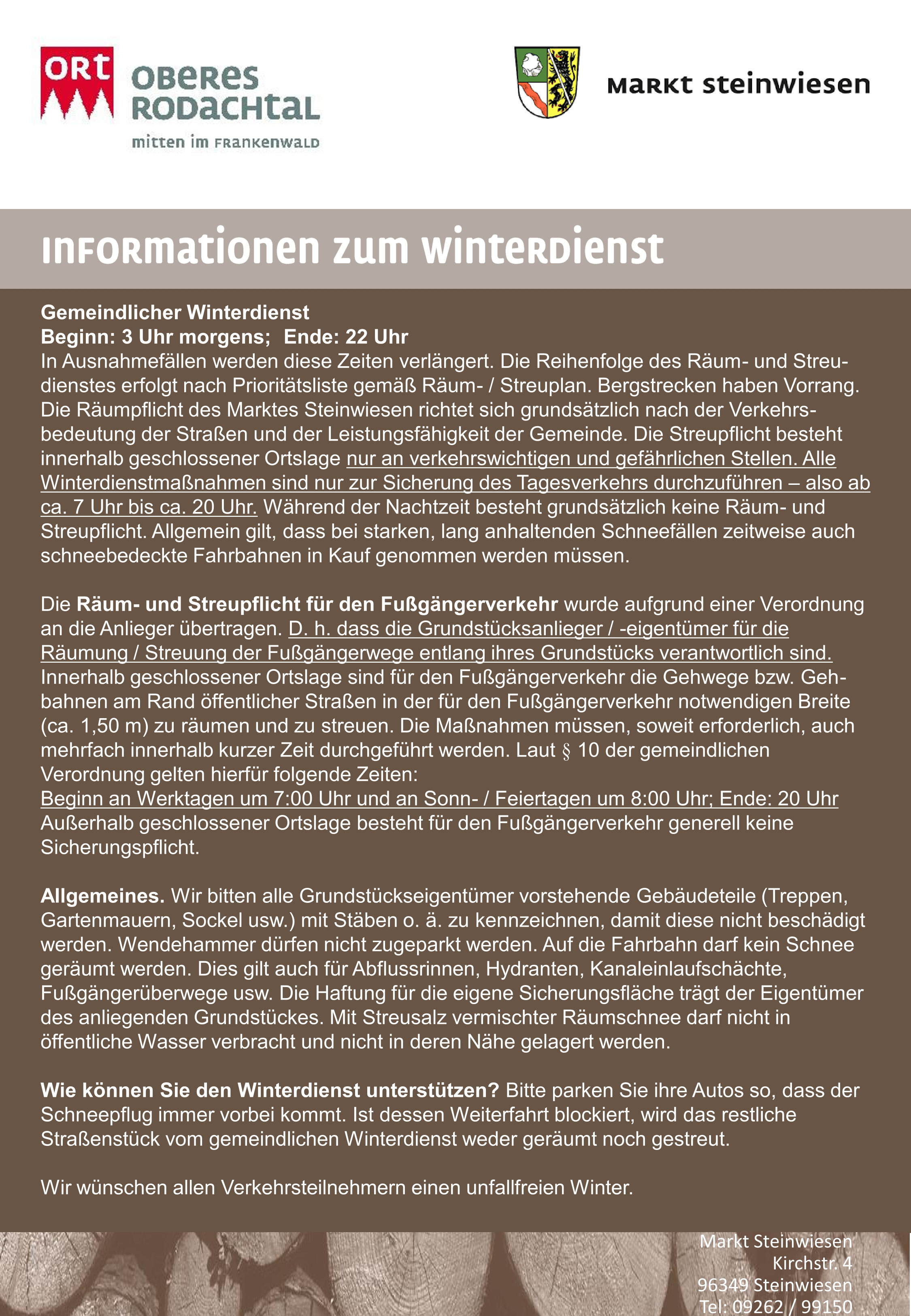 Informationen zum Winterdienst