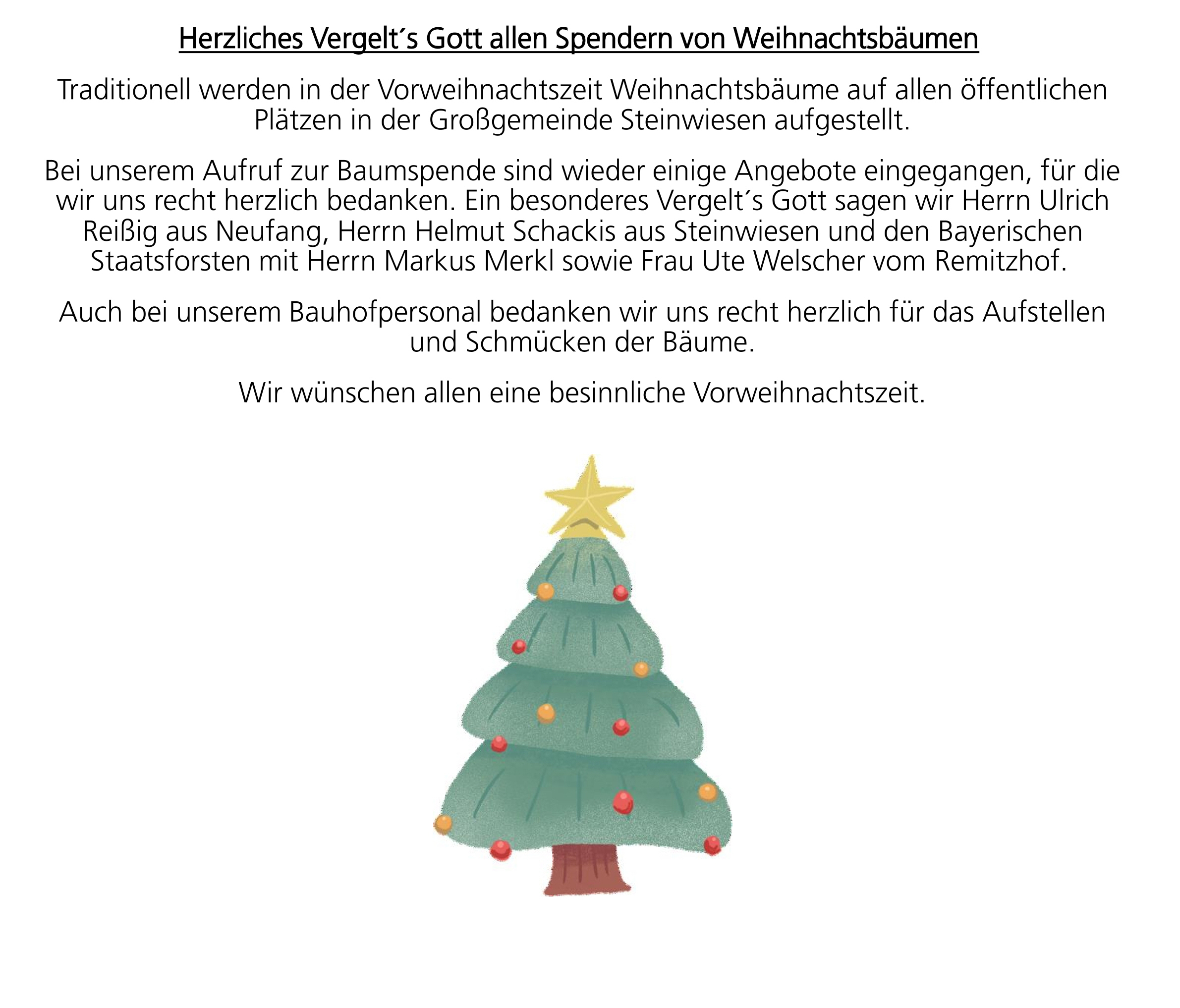 Dank Weihnachtsbaum